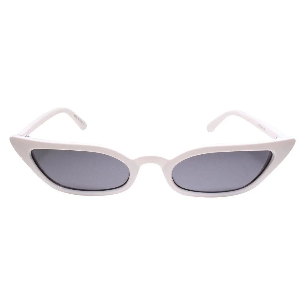 Classic Vintage Retro Rockabilly 80s 90s Fashion Womens Cat Eye White Sunglasses